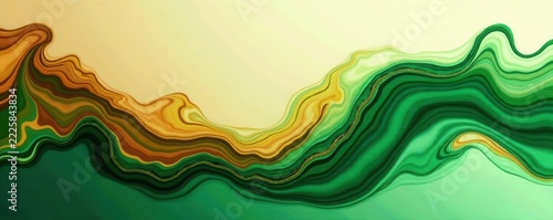 Brownish-green abstract waves, alcohol ink marble effect Fluid art, blotted background , green, gradient