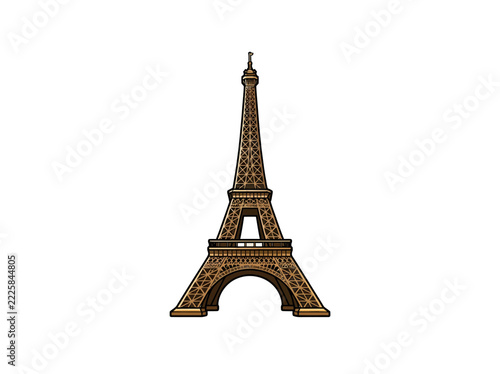 Eiffel tower Paris landmark metal structure vector illustration