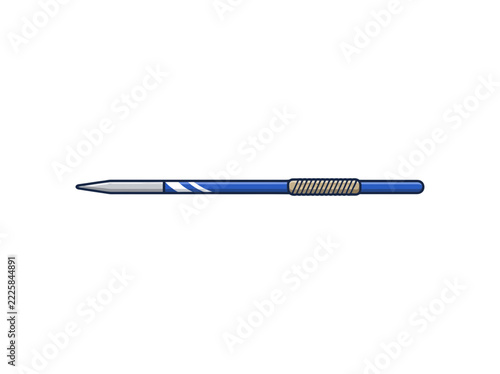 Track and field javelin blue spear silver tip grip vector illustration