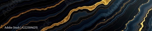 Abstract black agate with golden veins, luxurious marble texture , pattern, texture background