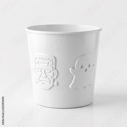 Blank White Cinema Popcorn Bucket Mockup With Frankenstein Ghost