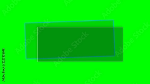 Dynamic overlapping transparent rectangles on vibrant green screen background, displaying a subtle animation, symbolizing digital interfaces, data presentation, and graphic design elements