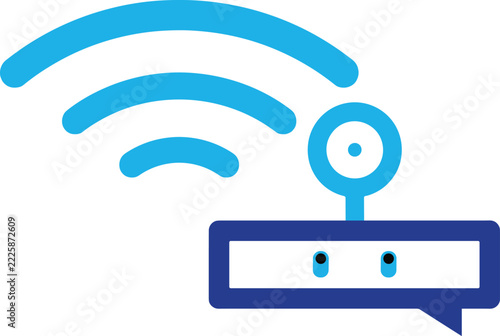 Wireless Router with Signal Waves Vector Icon