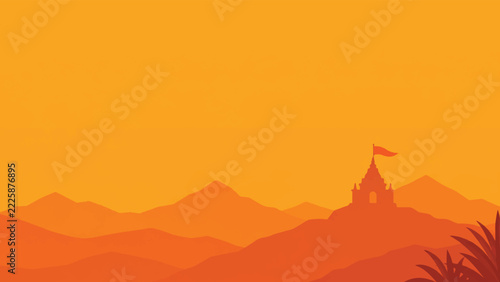 Sunset Mountain Landscape Background – Layered Orange Hills and Scenic Nature Illustration Backdrop, mountain, landscape, sunset, nature, hills, illustration