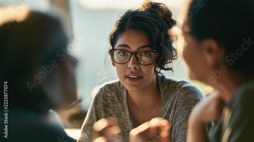 A parent-teacher conference discussing a student's AI-generated progress report,