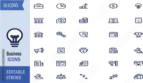 Business Finance Banking And Legal Icon Set Vector Illustration