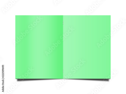 Green brochure against white background, 3D illustration