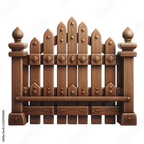 Wooden Garden Fence Brown Exterior Panel Isolated on Transparent Background