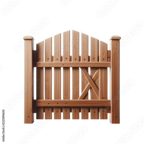 wooden gate front isolated on transparent background