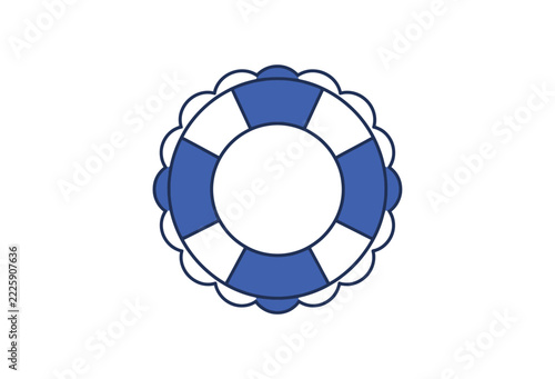 Blue and white life preserver illustration on a white background