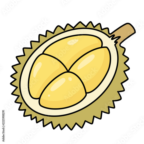 Durian sliced outline tropical fruit king of fruits icon