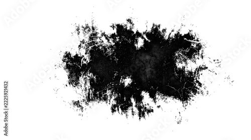 Black ink stain or paint splash isolated on transparent background