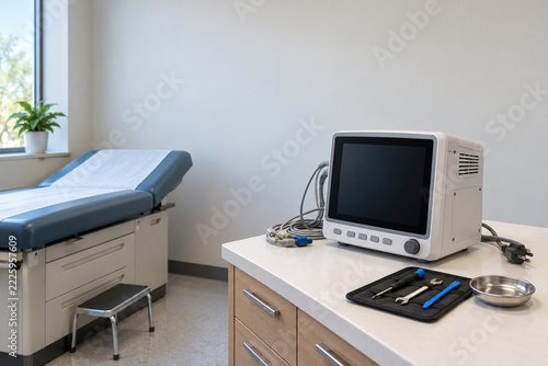 Vital Signs Monitor and Service Tools on an Examination Room Counter