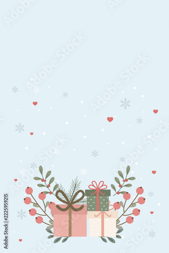 Festive Christmas Greeting Card Background with Gift Boxes
