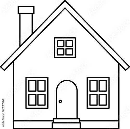 Simple house line art. Simple Line house drawing.