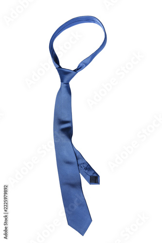 Classic Blue Textured Luxury Silk Necktie Isolated on Transparent Background.