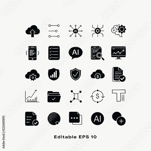 Business Planning Line Icons Set – Minimal Monoline Outline Vector Collection
