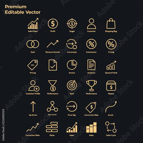 Business Planning Line Icons Set – Minimal Monoline Outline Vector Collection