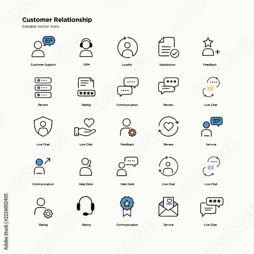 Corporate Management Line Icons Set – Minimal Monoline Outline Vector Collection