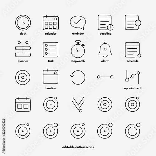 Business Finance and Accounting Line Icons Set – Minimal Monoline Outline Vector Collection