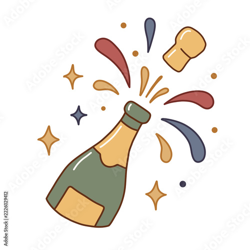 Champagne Bottle Popping Cork Illustration