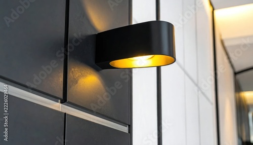 Illuminated Wall Sconce Casting Warm Light on Modern Wall.