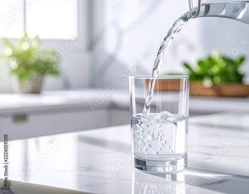 pouring water into glass