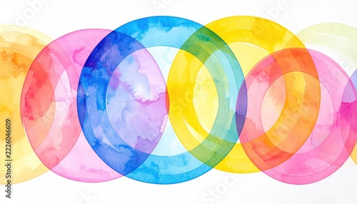 Vibrant colorful overlapping circles art.