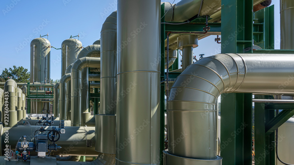 Naklejka premium Geothermal Power Plant Pipelines on Monte Amiata Tuscany