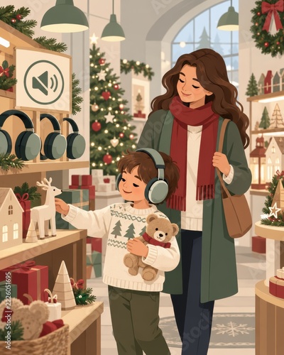 Quiet Christmas Shopping System with Reduced Light Sound and Crowds