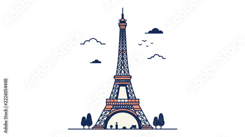Iconic French Landmark in Minimalist Two Tone Vector Design