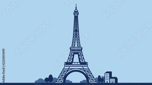 Eiffel Tower in Minimalist Two Color Flat Vector Style