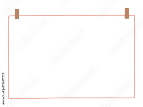 Simple pink rectangle frame with masking tape design for note and photo