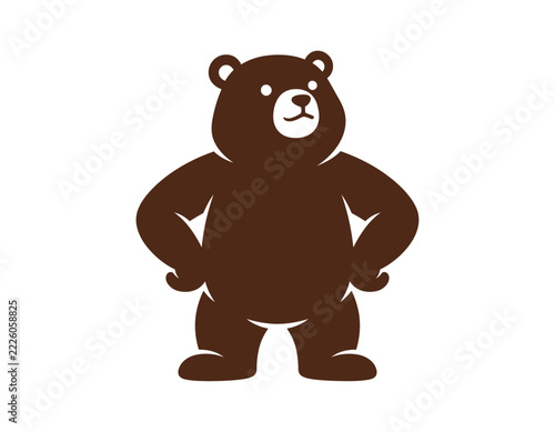 Cute Brown Bear Character Standing, Simple Cartoon Animal Vector