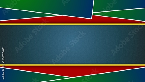 Multicolor Geometric Abstract Background with Red Green Blue Shapes and Textured Center Banner