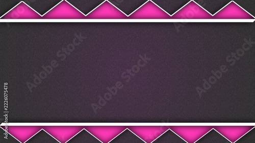 Dark Textured Abstract Background with Pink Geometric Zigzag Borders and Empty Copy Space