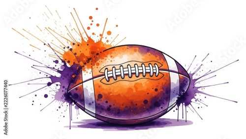 American football ball with colorful ink splashes