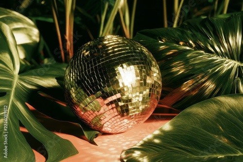 Botanical disco ball, 1970s retro tropical