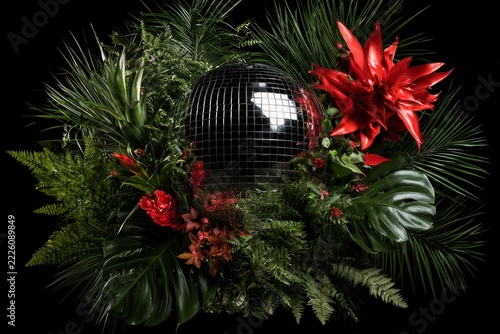 Botanical disco ball, 1970s retro tropical