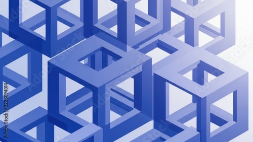 Blue geometric cubes forming a modern grid pattern
