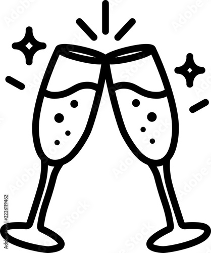 Christmas Wine Glass Line Icon