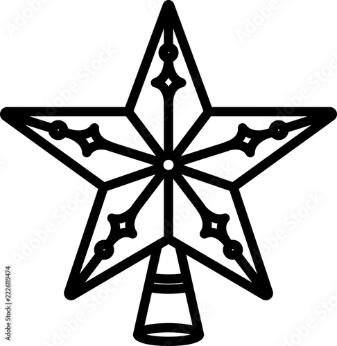 Christmas Tree Topper Line Icon