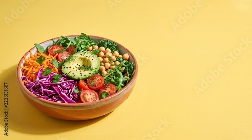 Healthy Vegan Buddha Bowl with Fresh Avocado