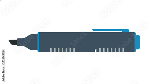 Dark grey and blue permanent marker pen used for highlighting and creative writing illustration.
