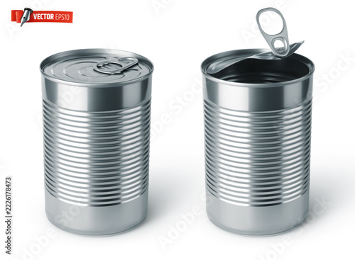 Vector realistic illustration of tin cans on a white background.