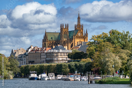 Metz, a tourist city with a cathedral, waterfront area and historic districts, moselle, lorraine, france