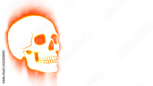 8K Glowing Fire Orange Smoke Skull Profile Side View Overlay Transparent Isolated PNG, Fiery Inferno Banner with Copy Space