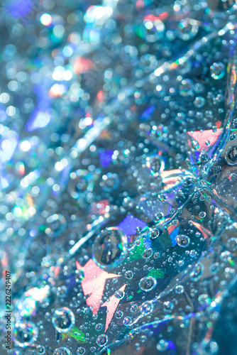 Holohraphic geometric bubbles metallic rainbow hand made real background reflective lights 