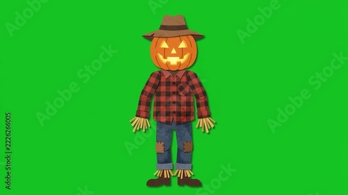 Scarecrow Dances and Tips Hat Autumn Halloween Animation