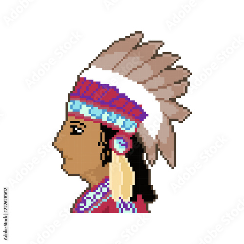 indian native original tribe pixel art